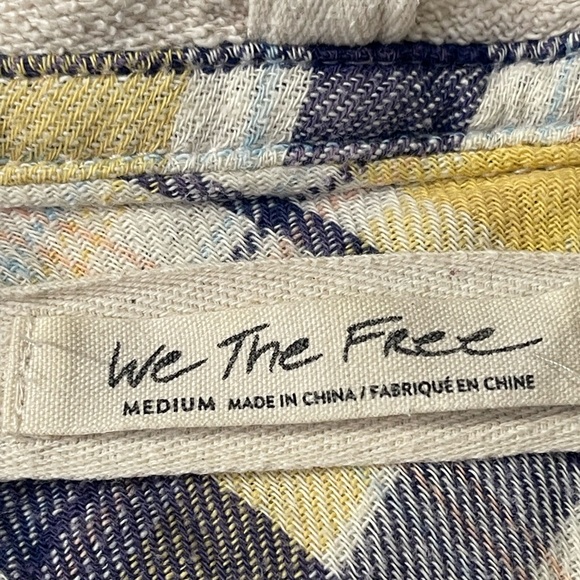 Free People Yellow & Navy Plaid Hooded Flannel - Picture 5 of 5
